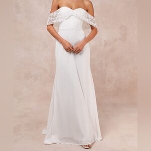 Lulus Beloved Beginning White Embroidered Off the Shoulder Maxi Dress